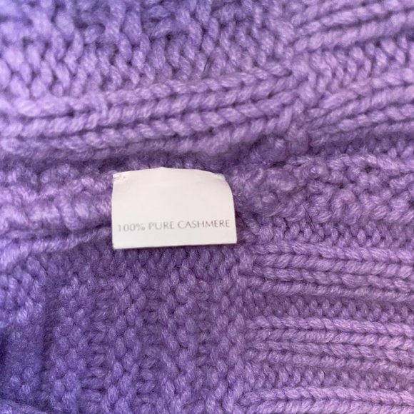 TSE Cashmere Cable Knit Purple Cardigan Sweater Size M Lightweight Button - Picture 11 of 12